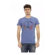 Blauw Katoenen T-Shirt met Voorkant Print Trussardi , Blue , Heren