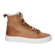 Premium Leren Hoge Sneaker Blackstone , Brown , Dames