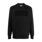 Flock Sweater Zwart Versace Jeans Couture , Black , Heren