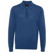 Navy Blauwe Wol Polo Shirt Brioni , Blue , Heren