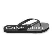 Zwarte rubberen teenslippers Calvin Klein , Black , Heren
