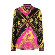 Zwarte Gouden Roze Blouse met Ketting Versace Jeans Couture , Multicol...