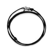 Black Wrap-Around String Bracelet with Sterling Silver Lock Nialaya , ...