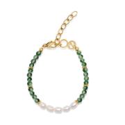 Women's Beaded Bracelet with Pearl and Ocean Grass Agate Nialaya , Whi...