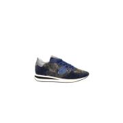 Blauwe Camouflage Lage Top Sneakers Philippe Model , Blue , Dames