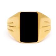 Gold Squared Signet Ring with Onyx Nialaya , Yellow , Heren