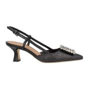 Zwarte Leren Juweel Pumps Roberto Festa , Black , Dames