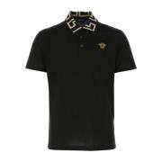 Zwart Piquet Polo Shirt Versace , Black , Heren