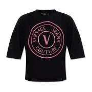 Katoenen T-shirt Versace Jeans Couture , Black , Dames