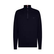 Donkerblauwe Coltrui met Halve Rits Tommy Hilfiger , Blue , Heren