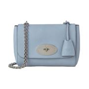 Lily Poplin Blue Leren Tas Mulberry , Blue , Dames