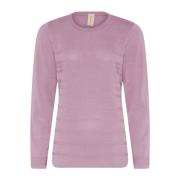 Structuur O-Neck Pullover Blouse Skovhuus , Pink , Dames