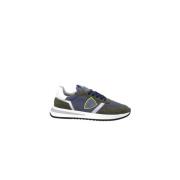 Blauwe Militaire Stijl Lage Sneakers Philippe Model , Green , Heren