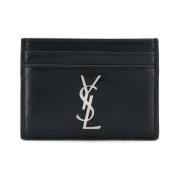 Monogram Card Case Saint Laurent , Black , Heren