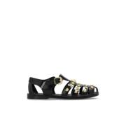 Sandalen met logo Moschino , Black , Dames