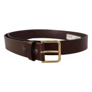 Gepolijste leren riem met goudkleurige gesp Dolce & Gabbana , Brown , ...