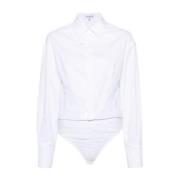 Witte Katoenen Shirt Bodysuit Alaïa , White , Dames
