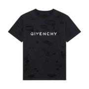 Vernietigd Effect Creweck T-shirts en Polos Givenchy , Black , Heren
