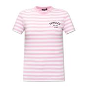 Gestreept T-shirt Versace , Pink , Dames