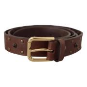 Studded Goudkleurige Riem Dolce & Gabbana , Brown , Heren