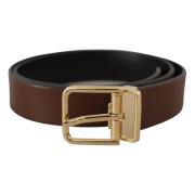 Klassieke Leren Riem met Goudkleurige Gesp Dolce & Gabbana , Brown , H...