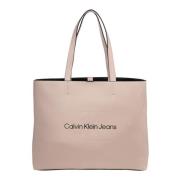 Eenvoudige Tote Bag met Logo Calvin Klein Jeans , Pink , Dames
