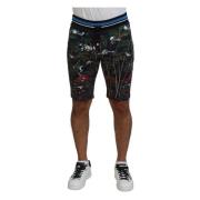 Zwarte Shorts met Vulkaanprint Dolce & Gabbana , Black , Heren