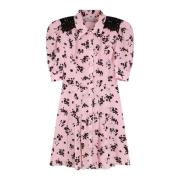 Zijden jurk met rozenprint Alessandra Rich , Pink , Dames