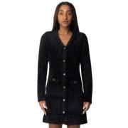 V-hals Gebreide Jurk Twinset , Black , Dames