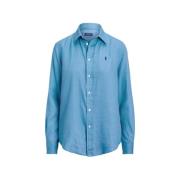 Casual Linnen Overhemd met Geborduurd Logo Polo Ralph Lauren , Blue , ...