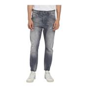 Faded Ripped Stretch Jeans in Grijs Gabba , Gray , Heren