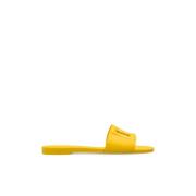 Rubberen slippers met logo Dolce & Gabbana , Yellow , Dames