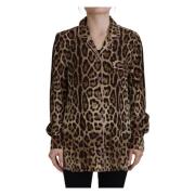 Luipaardprint Lange Mouwen Blouse Dolce & Gabbana , Brown , Dames