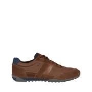 Bruine Casual Leren Sneakers Geox , Brown , Heren