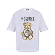 T-shirt met logo Moschino , White , Heren