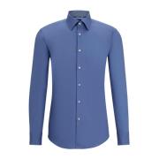 Slim Fit Katoenen Stretch Overhemd - Blauw Hugo Boss , Blue , Heren