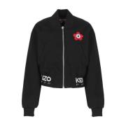 Zwarte Katoenen Bomberjack met Contrasterend Logo Kenzo , Black , Dame...