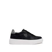 Zwarte Sneakers met Elegant Logo Blauer , Black , Dames