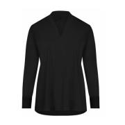 Klassieke Top Lange Mouw Plus Basics , Black , Dames