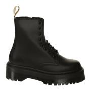 Zwarte Leren Plateau Laars Dr. Martens , Black , Dames