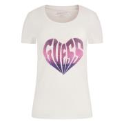Dames T-shirt met hartprint Guess , White , Dames