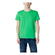 Groene Katoenen T-Shirt met Lange Mouwen Peuterey , Green , Heren