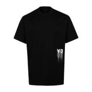 Zwart Logo Print Katoenen T-shirt Y-3 , Black , Heren