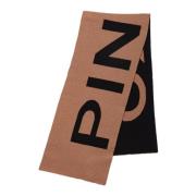 Logo Print Wol-Kasjmier Sjaal Pinko , Brown , Dames