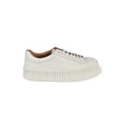 Witte Leren Sneakers Jil Sander , White , Dames