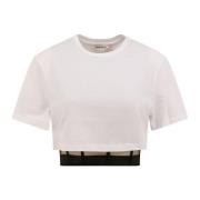 Wit Crop Fit T-Shirt Alexander McQueen , White , Dames