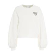 Sweatshirt met strass logo Pinko , White , Dames