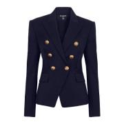 Wol dubbelbreasted jasje Balmain , Blue , Dames