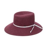 Elegante en verfijnde bordeauxrode vilten hoed Maison Michel , Red , D...