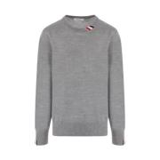 Grijze Wollen Trui met Tricolor Detail Thom Browne , Gray , Heren